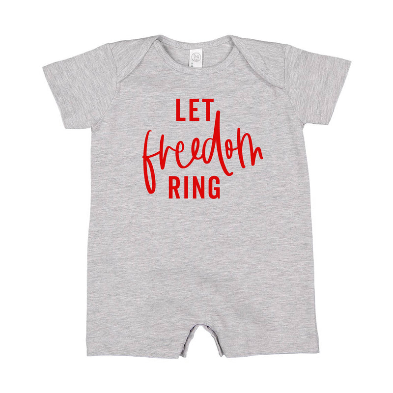Let Freedom Ring - Script - Short Sleeve / Shorts - One Piece Baby Romper
