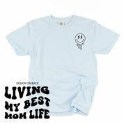 Melting Motherhood - Living My Best Mom Life - (w/ Melty Lightning Eyes) - Comfort Colors Tee Little Mama Shirt Shop