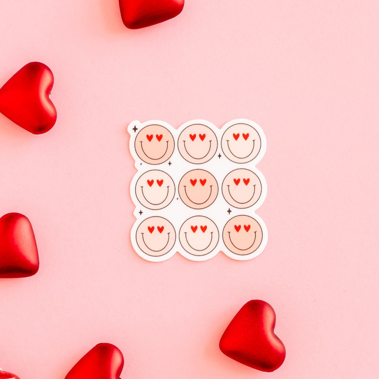 LMSS® VALENTINE STICKER - 3x3 Heart Eye Smileys Little Mama Shirt Shop LLC