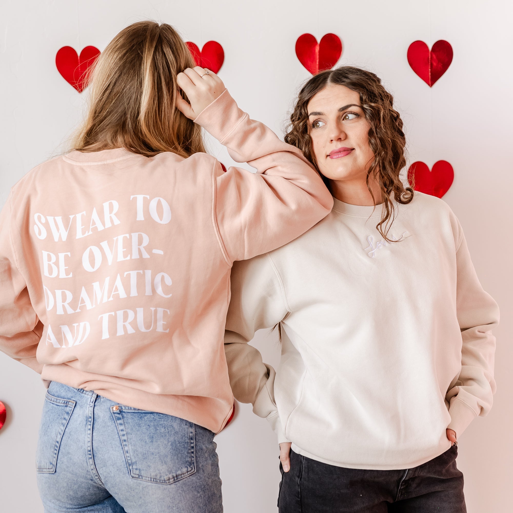 Embroidered/Printed PIGMENT Crewneck (center & fb) - Lover / Swear To Be Overdramatic And True Little Mama Shirt Shop LLC