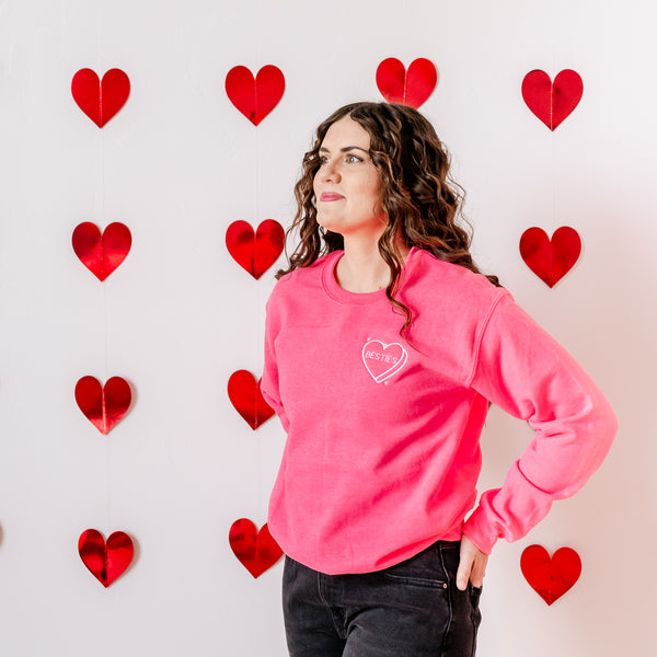 Embroidered BASIC Fleece - Besties - Conversation Hearts