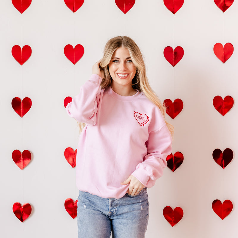 Embroidered BASIC Fleece - Always And Forever - Conversation Hearts