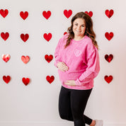 Embroidered Hot Pink Corded Sweatshirt - In My Mom Era - Conversation Hearts Little Mama Shirt Shop LLC