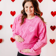 Embroidered Hot Pink Corded Sweatshirt - In My Mom Era - Conversation Hearts Little Mama Shirt Shop LLC