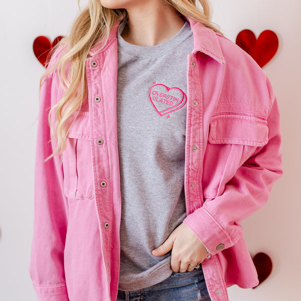 Embroidered BASIC Fleece - Overstimulated - Conversation Hearts