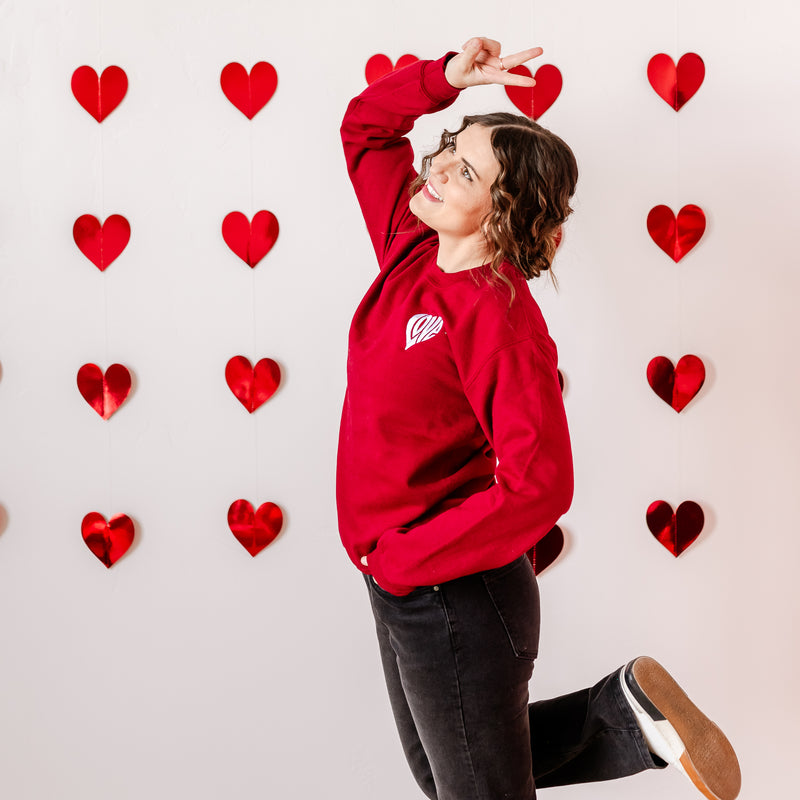 Embroidered BASIC Fleece - Love Heart Lettering