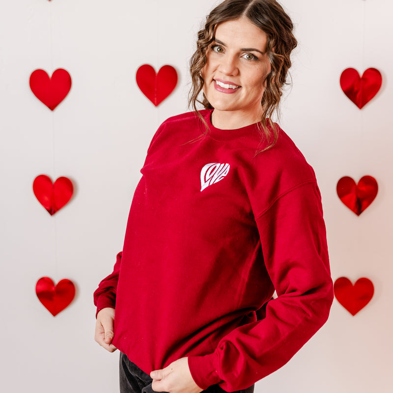 Embroidered BASIC Fleece - Love Heart Lettering