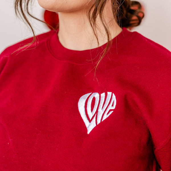 Embroidered BASIC Fleece - Love Heart Lettering