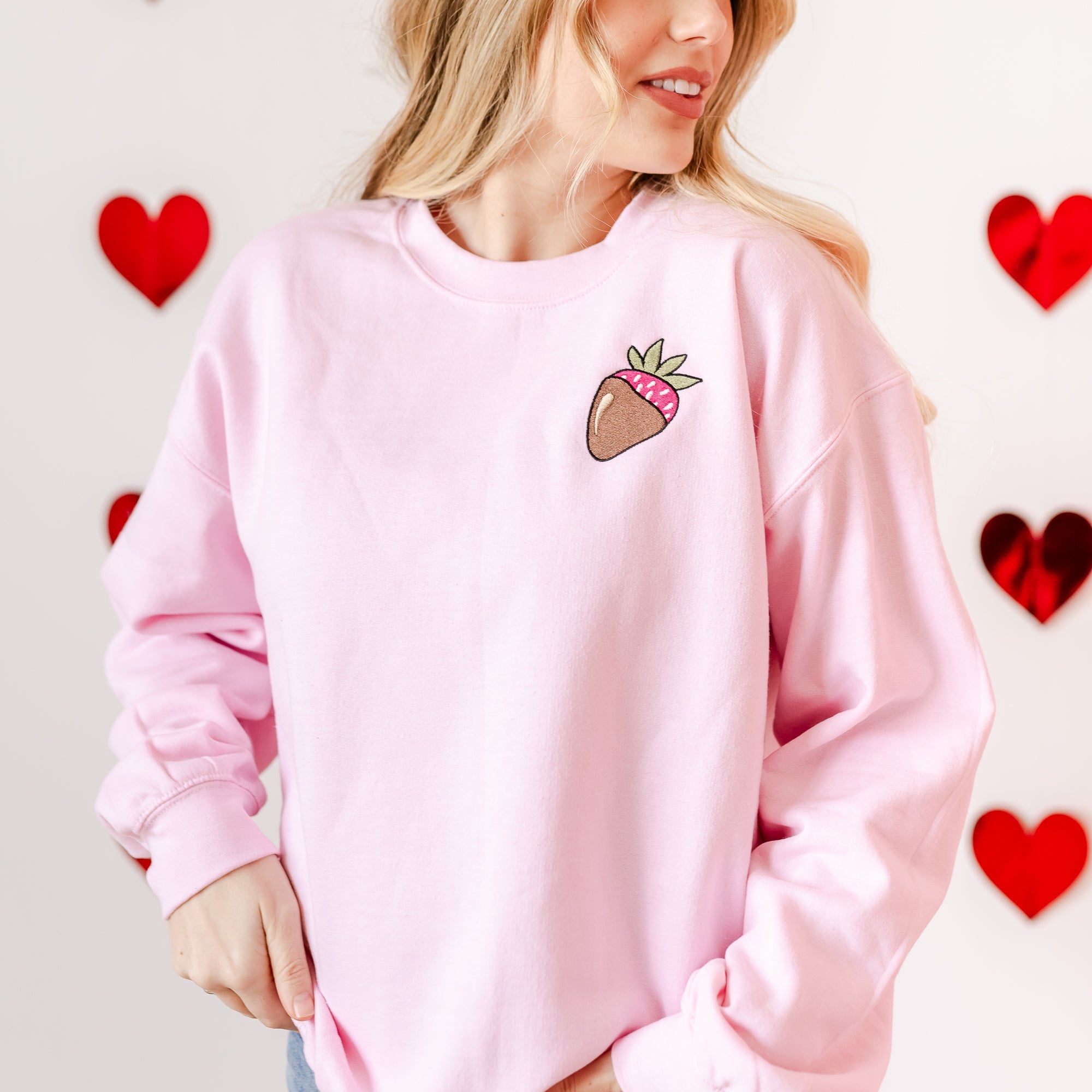 Embroidered BASIC Fleece - Chocolate Covered Strawberry Little Mama Shirt Shop LLC