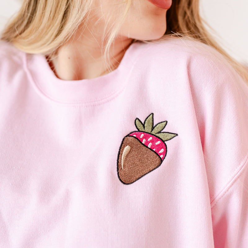 Embroidered BASIC Fleece - Chocolate Covered Strawberry