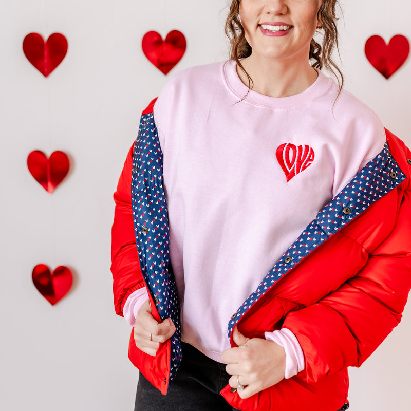 Embroidered BASIC Fleece - Love Heart Lettering