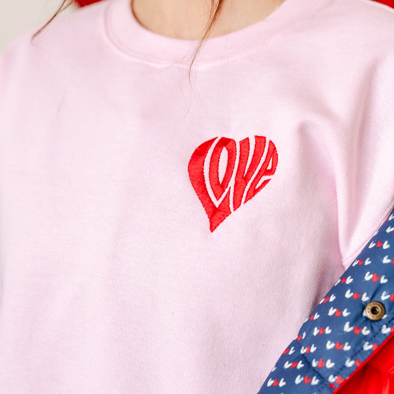 Embroidered BASIC Fleece - Love Heart Lettering