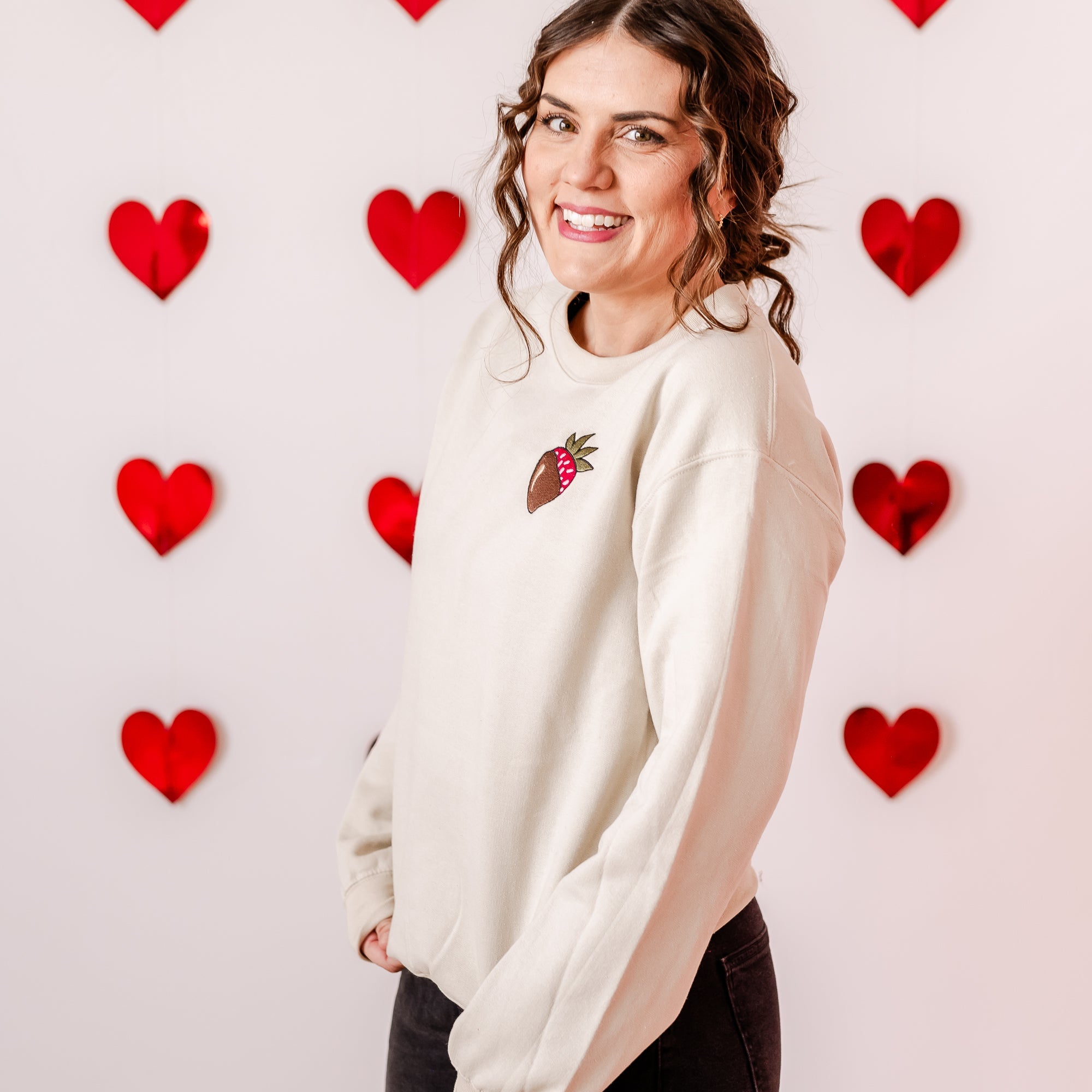 Embroidered BASIC Fleece - Chocolate Covered Strawberry Little Mama Shirt Shop LLC