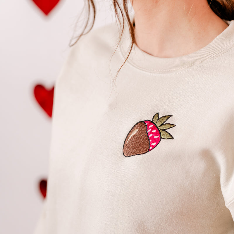 Embroidered BASIC Fleece - Chocolate Covered Strawberry