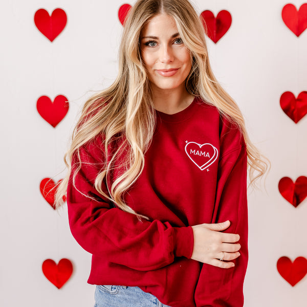 Embroidered BASIC Fleece - Mama - Conversation Hearts