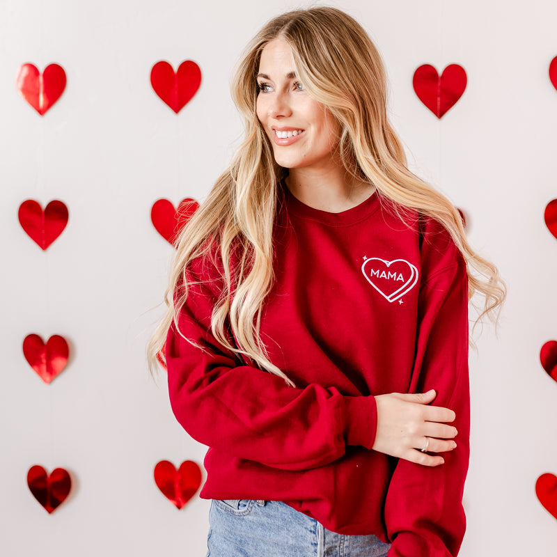 Embroidered BASIC Fleece - Mama - Conversation Hearts