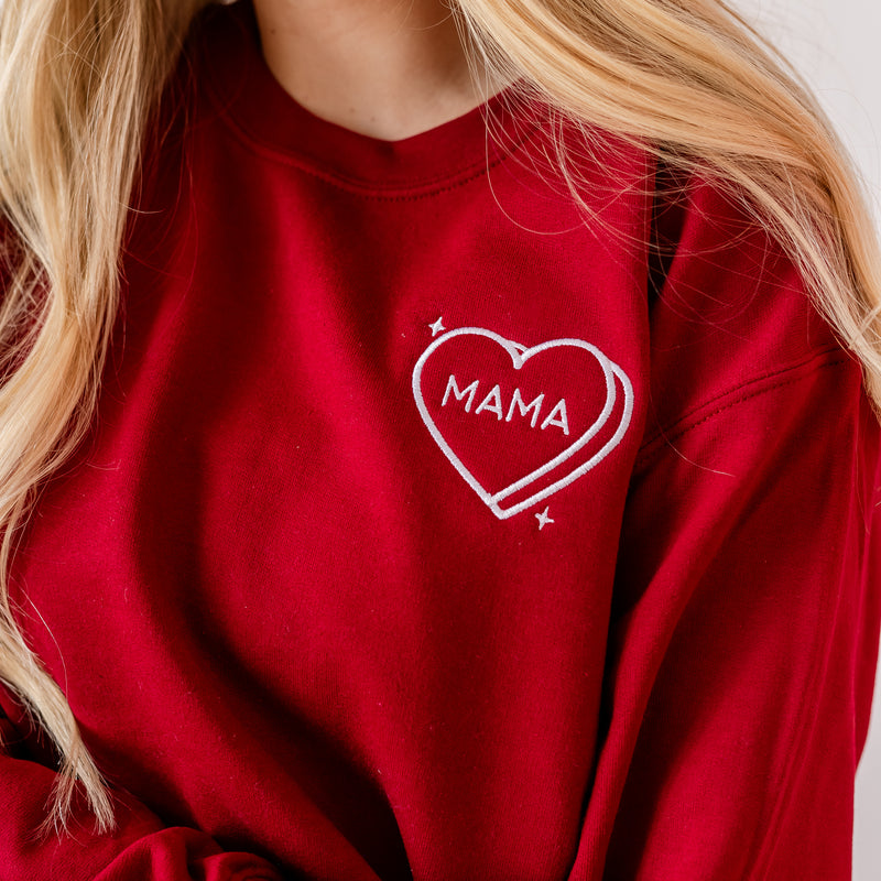 Embroidered BASIC Fleece - Mama - Conversation Hearts