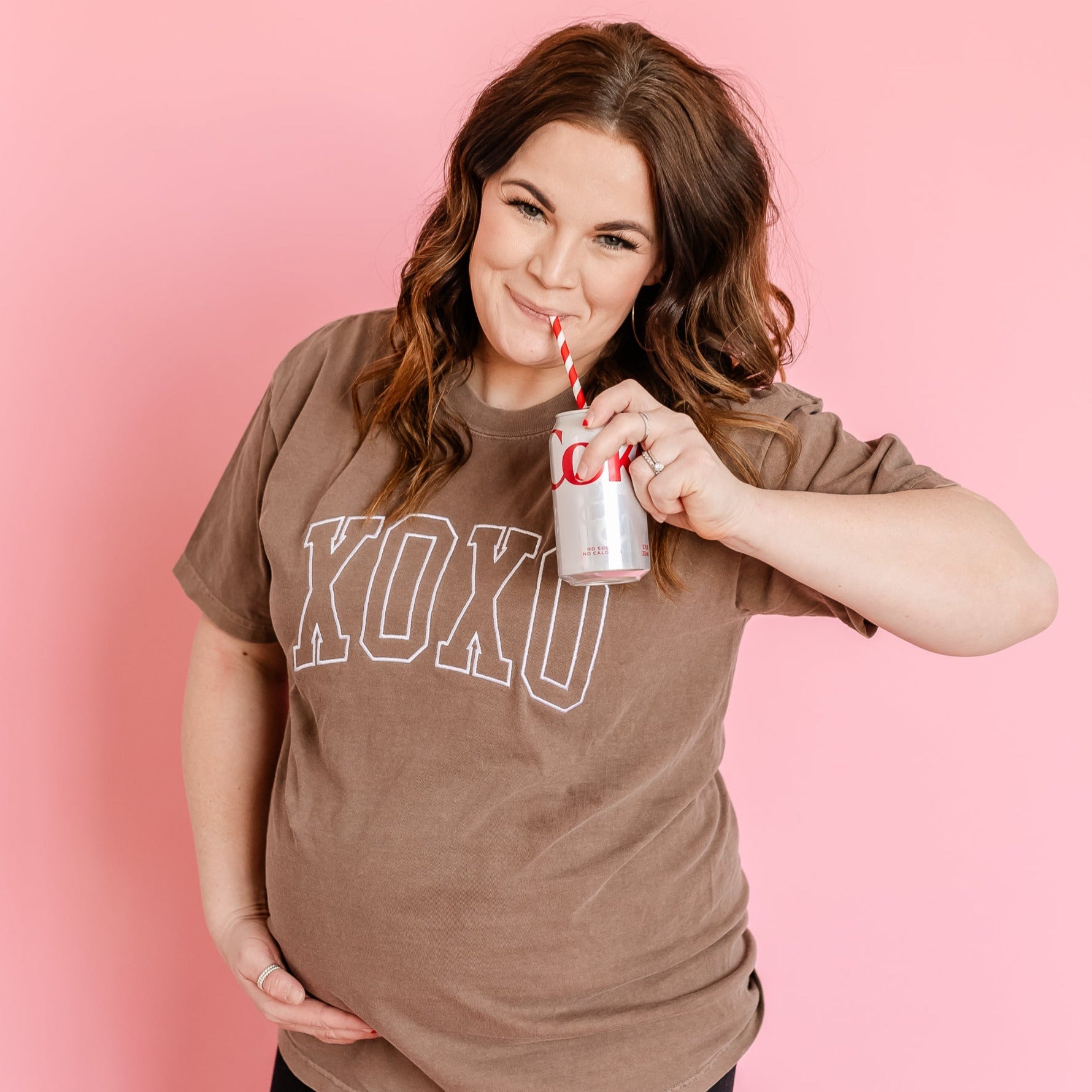 Embroidered Comfort Colors Tee - XOXO - Outline Little Mama Shirt Shop LLC