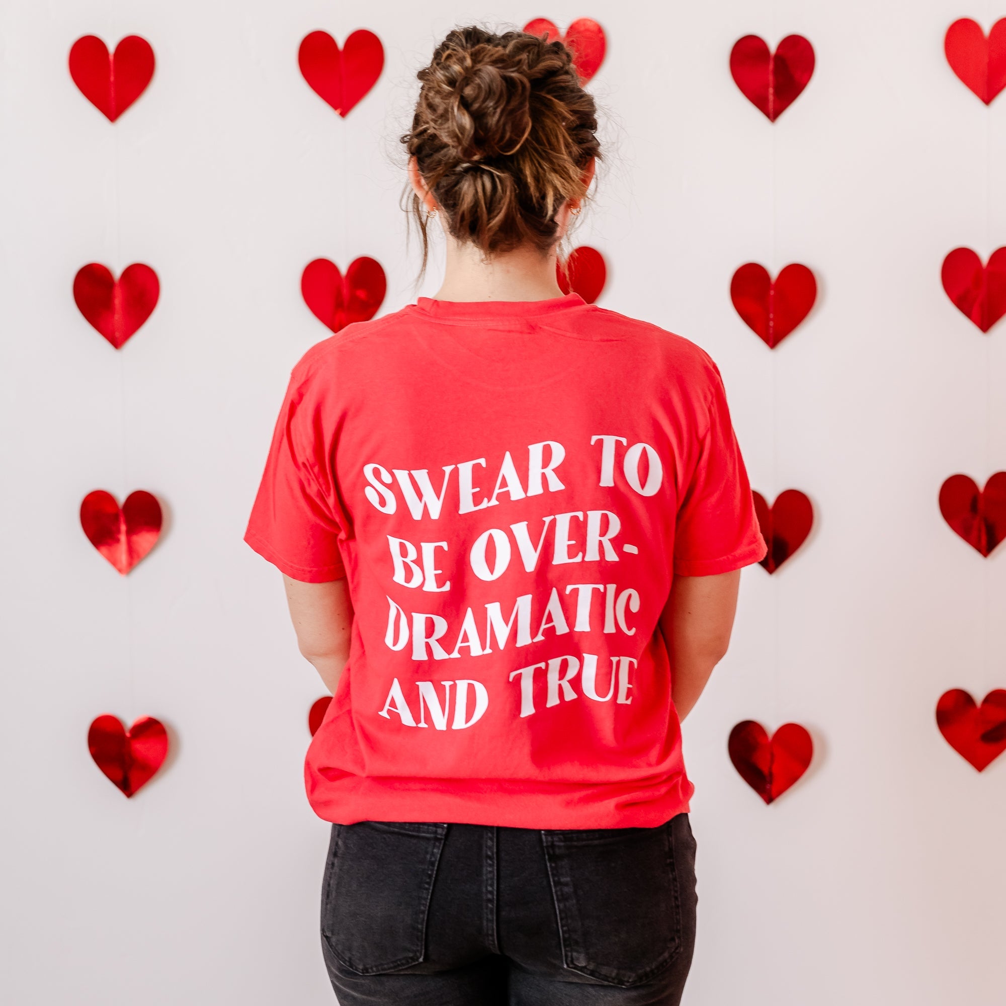 Embroidered Comfort Colors Tee -  LOVER Embroidered Font With Screen Printed Design On Back Little Mama Shirt Shop LLC