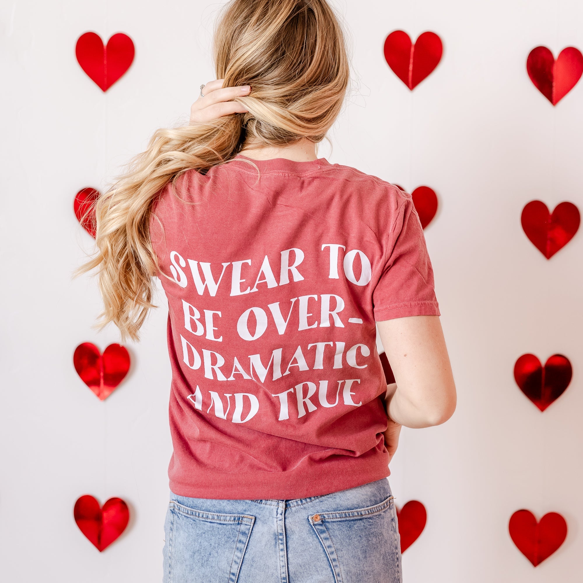 Embroidered Comfort Colors Tee -  LOVER Embroidered Font With Screen Printed Design On Back Little Mama Shirt Shop LLC