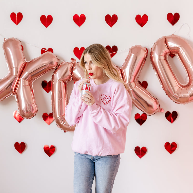 Embroidered BASIC Fleece - Love You - Conversation Hearts