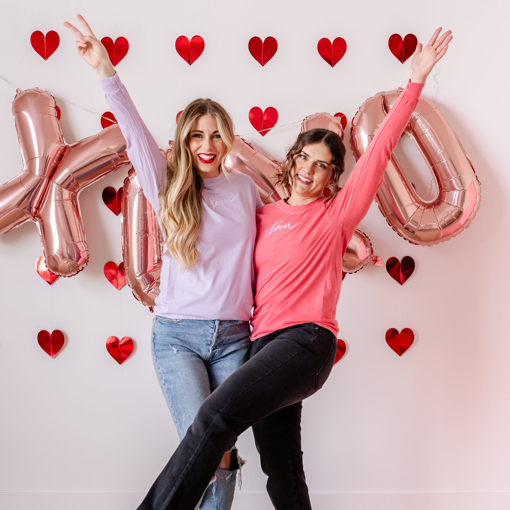 Embroidered LONG SLEEVE Comfort Colors Tee -  LOVER Embroidered Front With Screen Printed Design On Back Little Mama Shirt Shop LLC