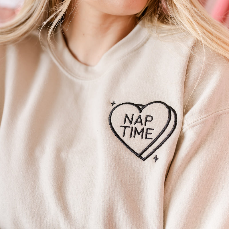 Embroidered BASIC Fleece - Nap Time - Conversation Hearts