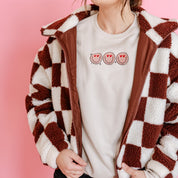 Embroidered SUPER-SOFT Fleece Crewneck - 3 Across Valentine Heart Eye Smileys Little Mama Shirt Shop