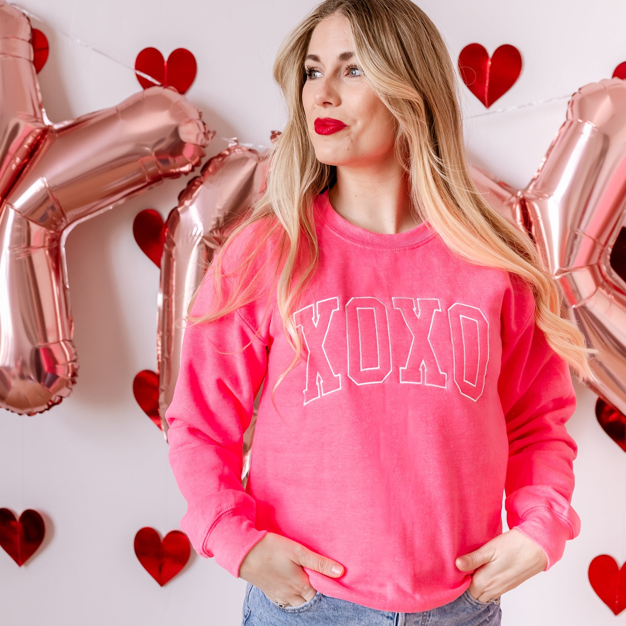 Embroidered BASIC Fleece - XOXO - Outline Little Mama Shirt Shop LLC