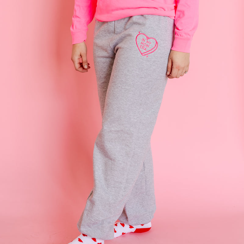 Embroidered BASIC Joggers -  In My Mom Era (Hot Pink Thread) - Conversation Heart