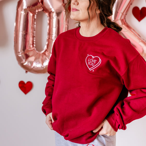 Embroidered BASIC Fleece - Love You - Conversation Hearts