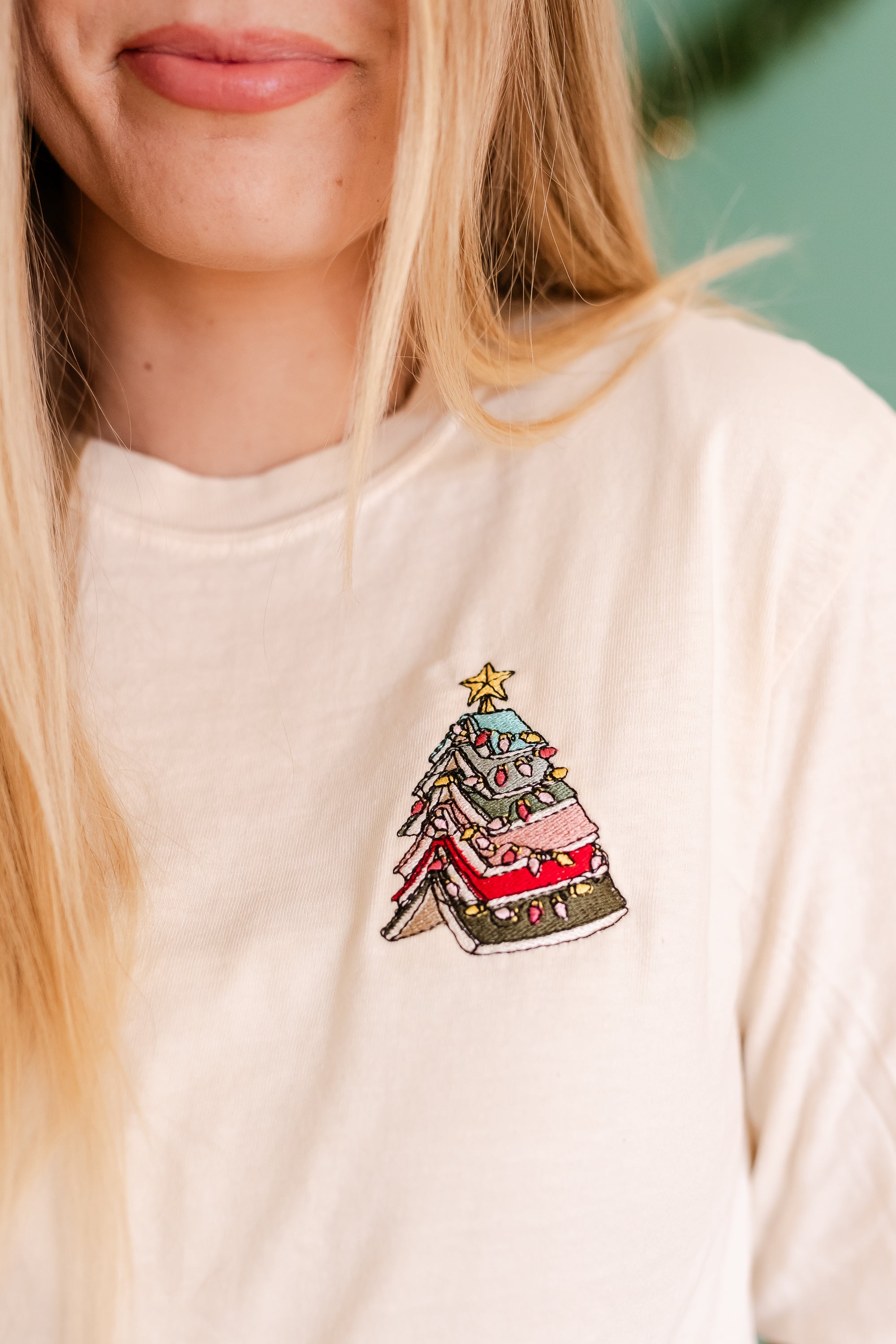 Embroidered LONG SLEEVE Comfort Colors Tee - Booked For Christmas Little Mama Shirt Shop LLC