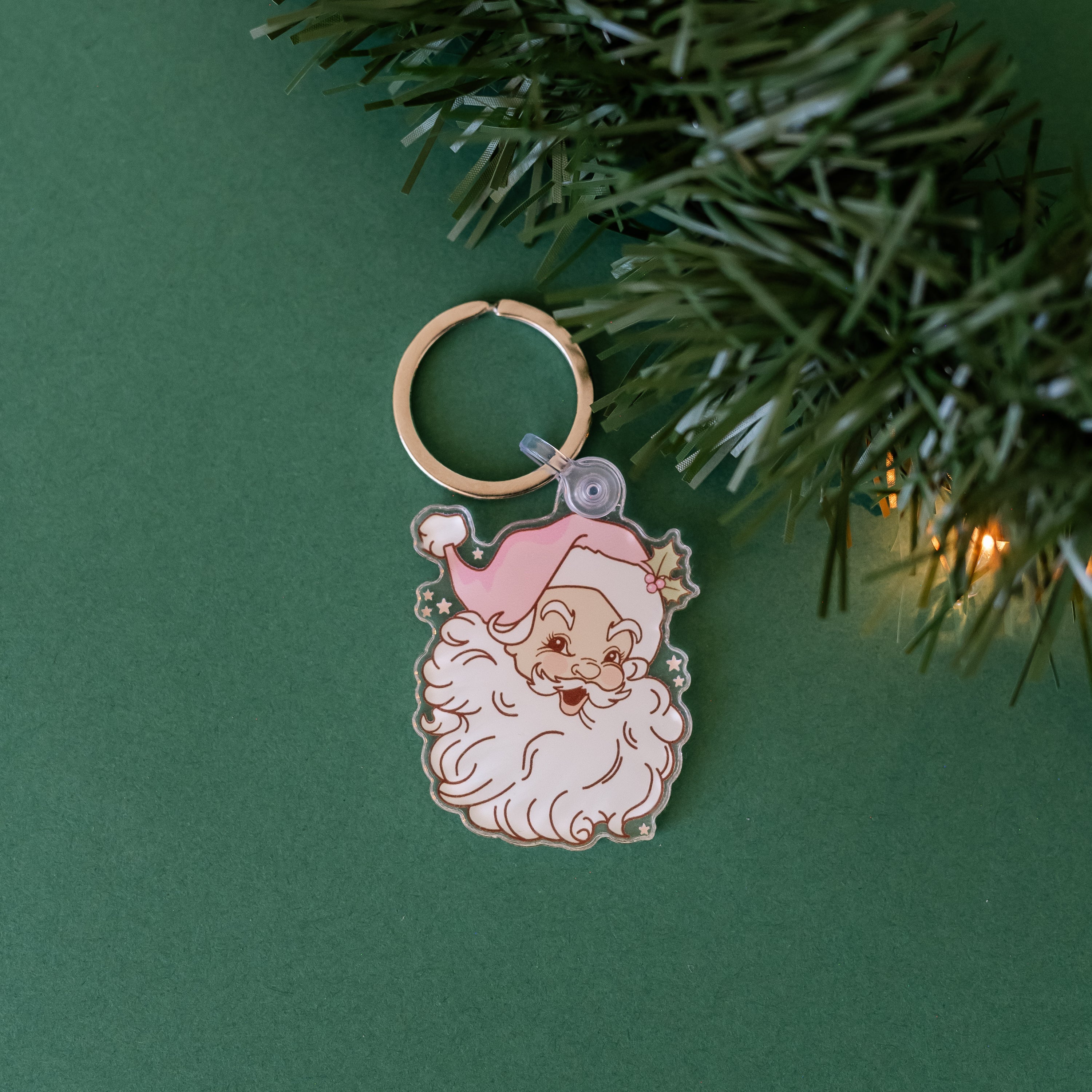 Christmas Keychain - Whimsical Santa Little Mama Shirt Shop