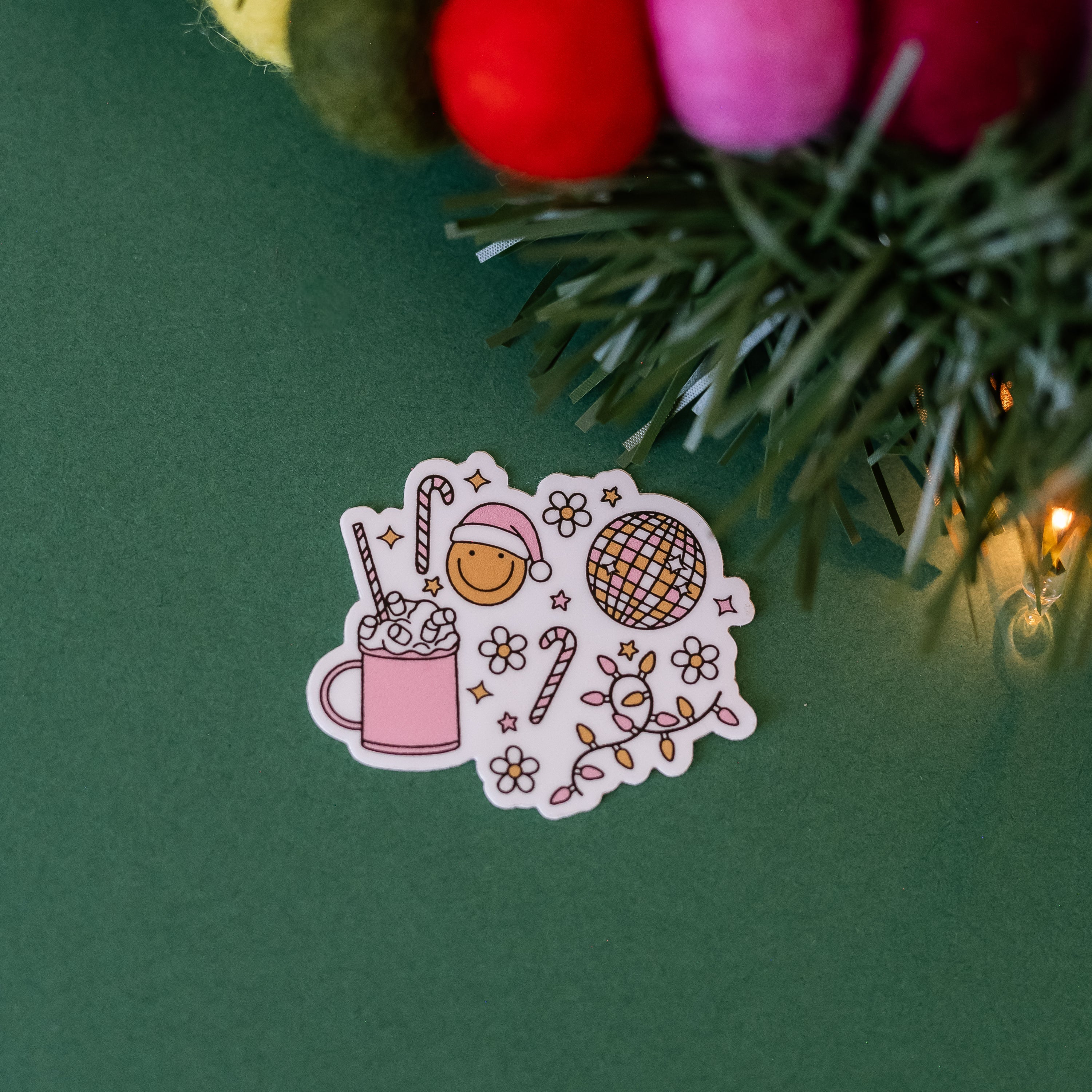 LMSS® STICKER - Christmas Disco Smiley Little Mama Shirt Shop LLC