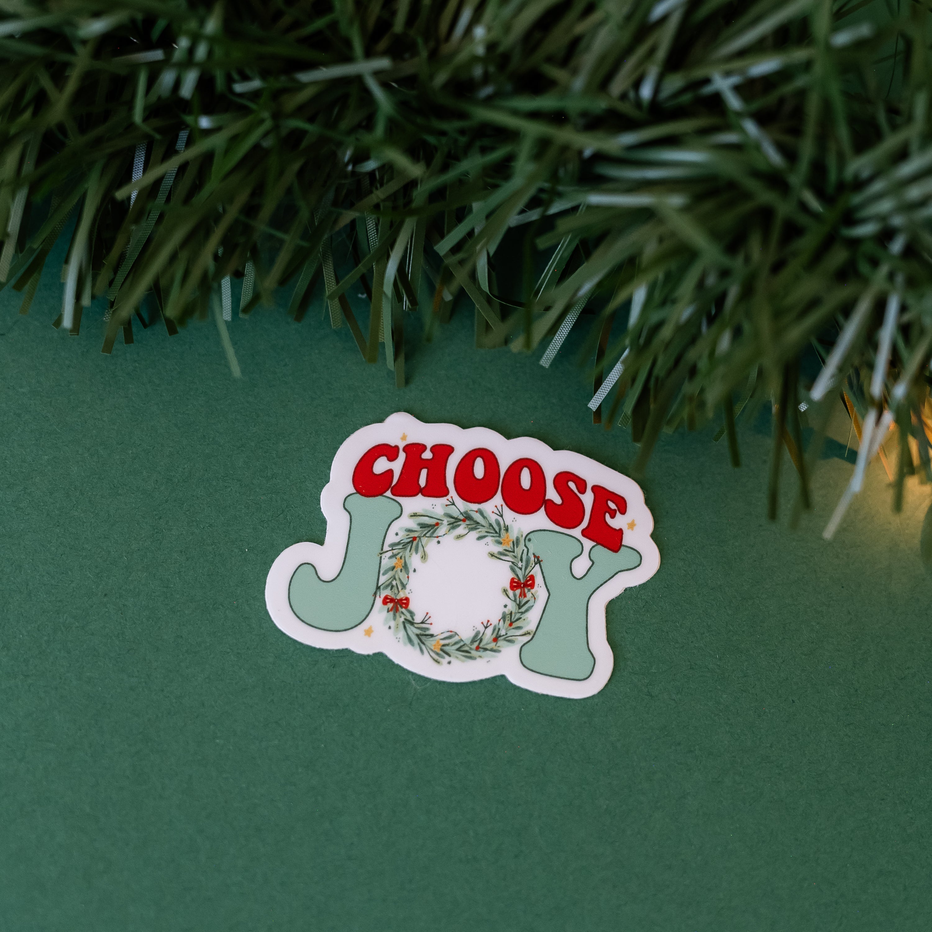LMSS® STICKER - Retro Choose Joy (Wreath) Little Mama Shirt Shop LLC