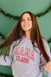 Embroidered BASIC Fleece - Gray - Mama Claus (Red Thread) Little Mama Shirt Shop LLC
