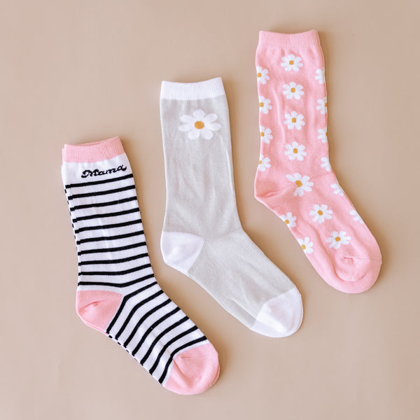 3 PACK - LMSS® CREW SOCKS - Daisy Mama Pack (Adult)