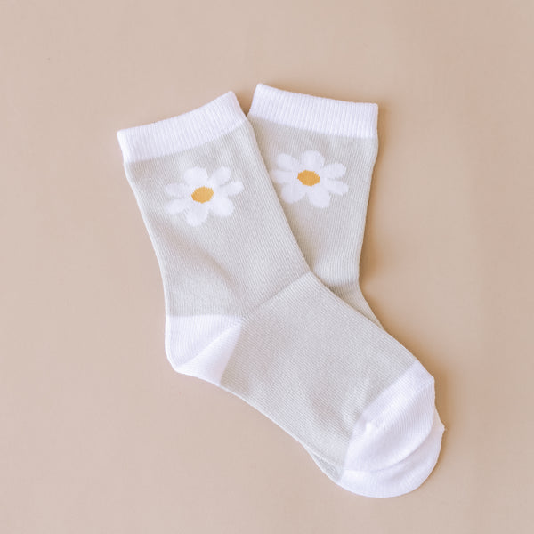 LMSS® CHILD CREW SOCKS - Have A Great Daysy (Light Gray)