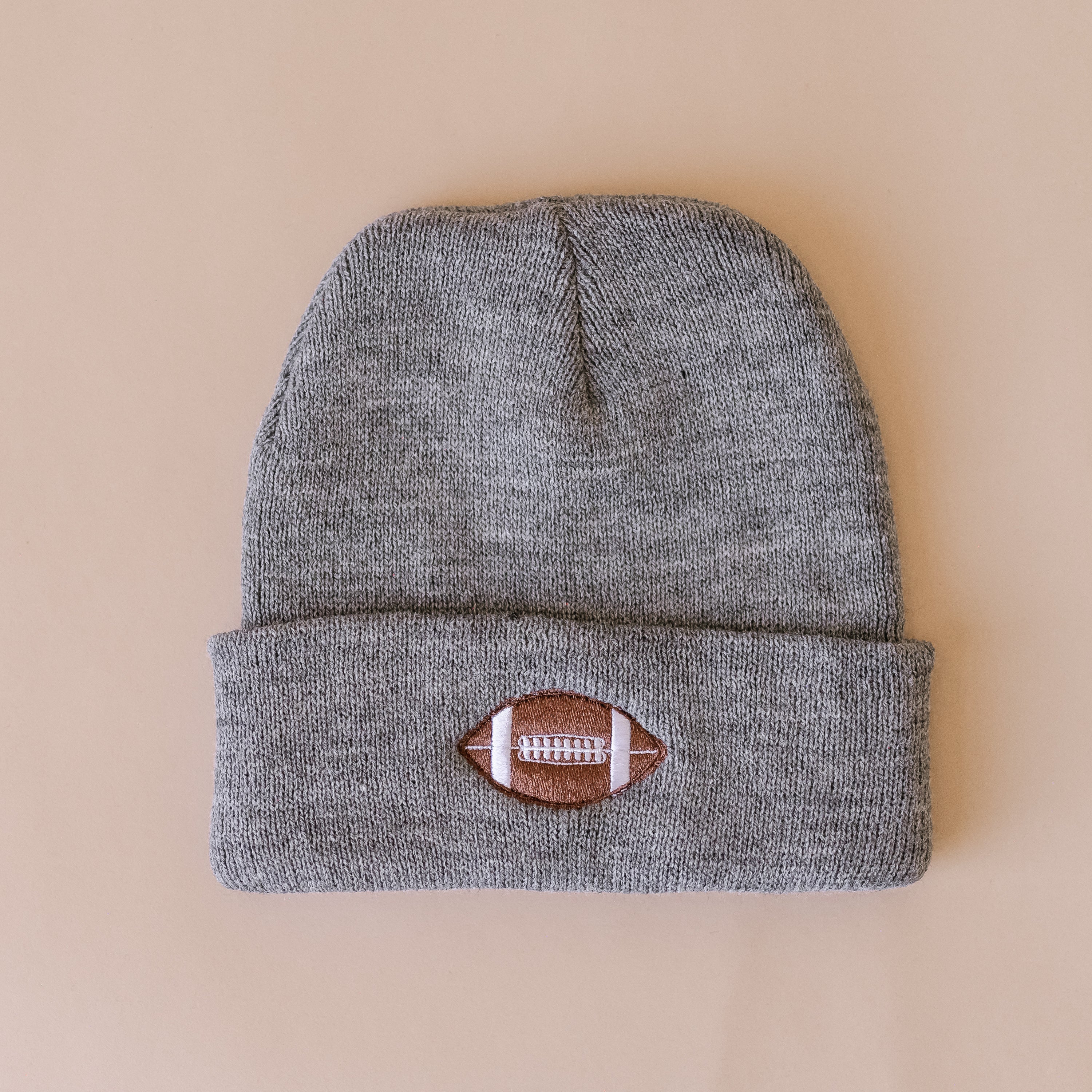 Child Beanie - FOOTBALL - Gray Little Mama Shirt Shop LLC