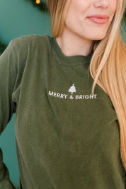 Embroidered LONG SLEEVE Comfort Colors Tee - Merry & Bright Little Mama Shirt Shop LLC