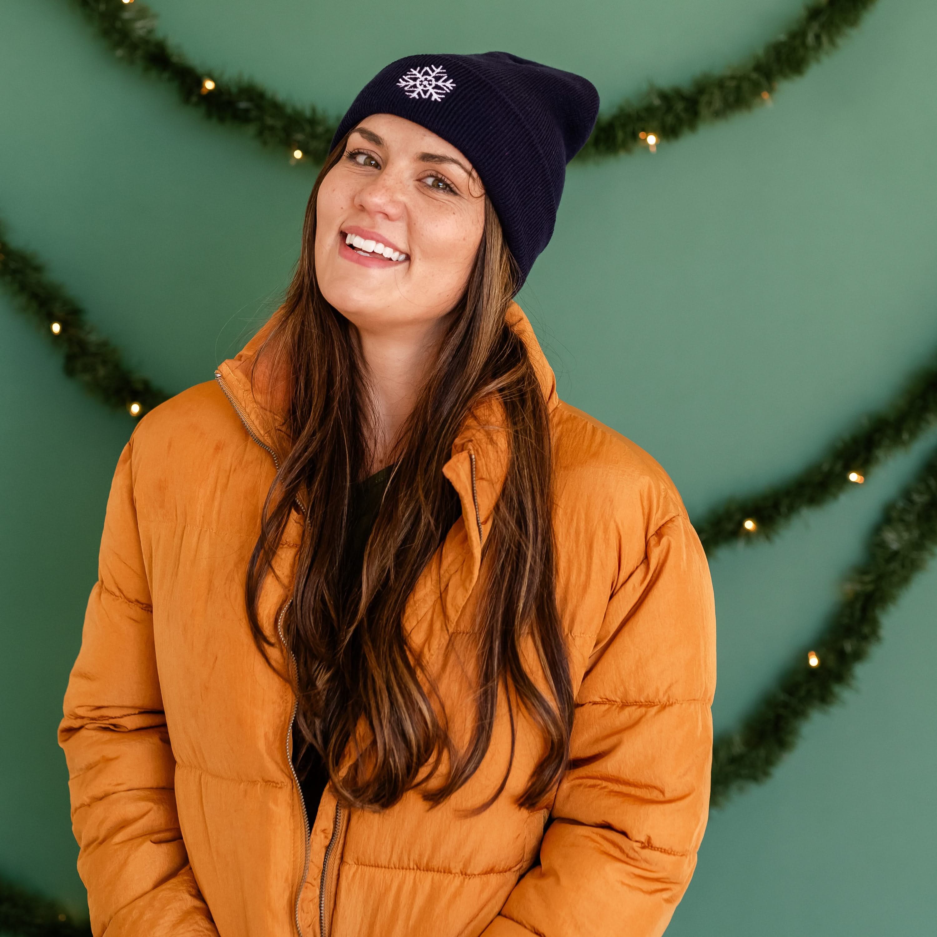 Snowflake - Navy w/ White - Adult Beanie