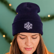 Snowflake - Navy w/ White - Adult Beanie