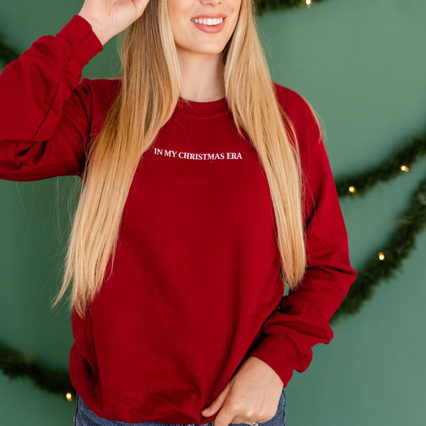 Embroidered BASIC Fleece - Maroon - In My Christmas Era