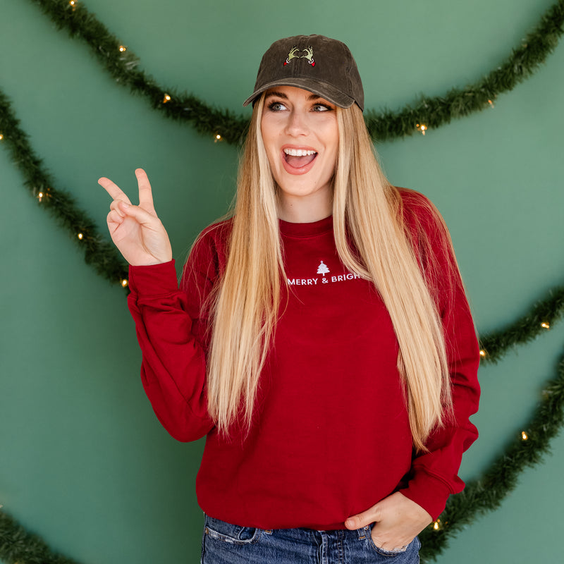 Embroidered BASIC Fleece - Maroon - Merry & Bright