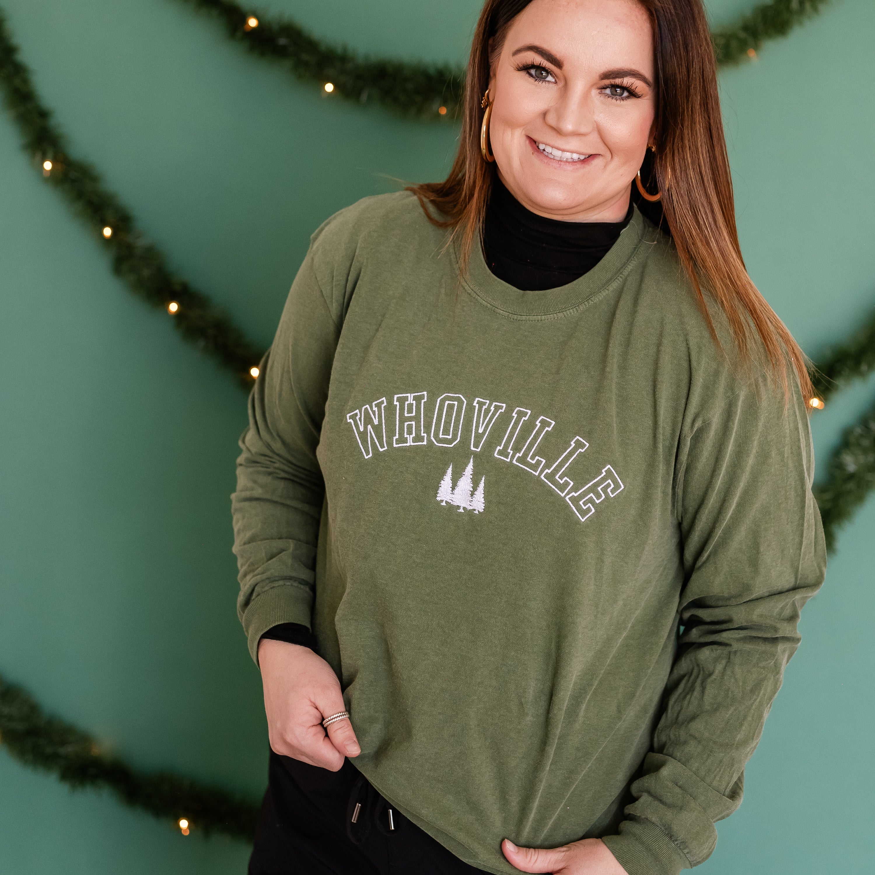 Embroidered LONG SLEEVE Comfort Colors Tee - Whoville Little Mama Shirt Shop LLC