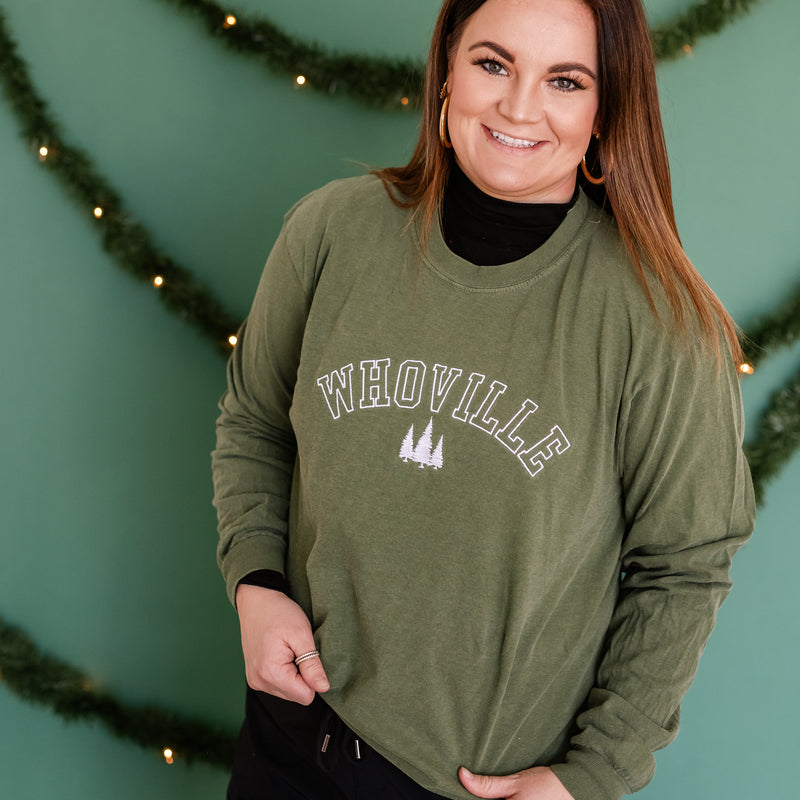 Embroidered LONG SLEEVE Comfort Colors Tee - Whoville