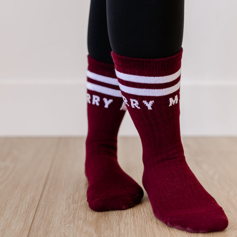 LMSS® CREW SOCKS - Maroon MERRY