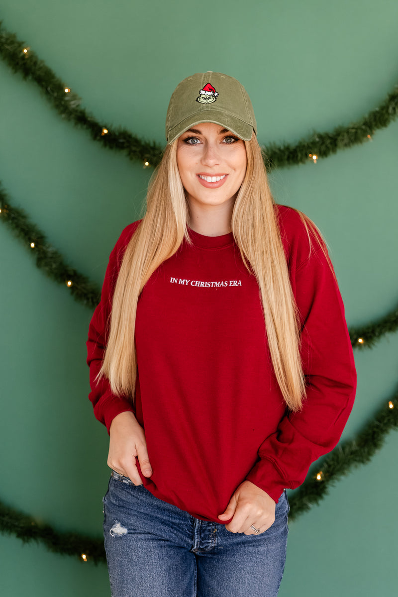 Embroidered BASIC Fleece - Maroon - In My Christmas Era