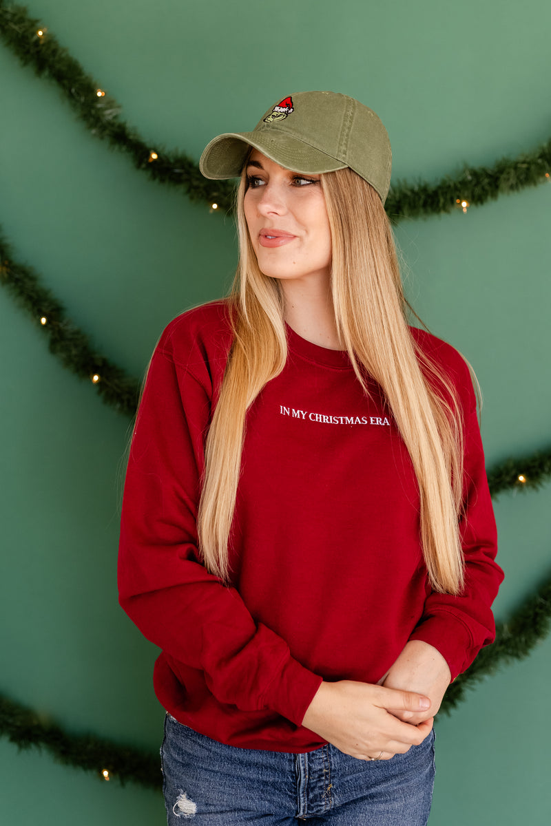 Embroidered BASIC Fleece - Maroon - In My Christmas Era