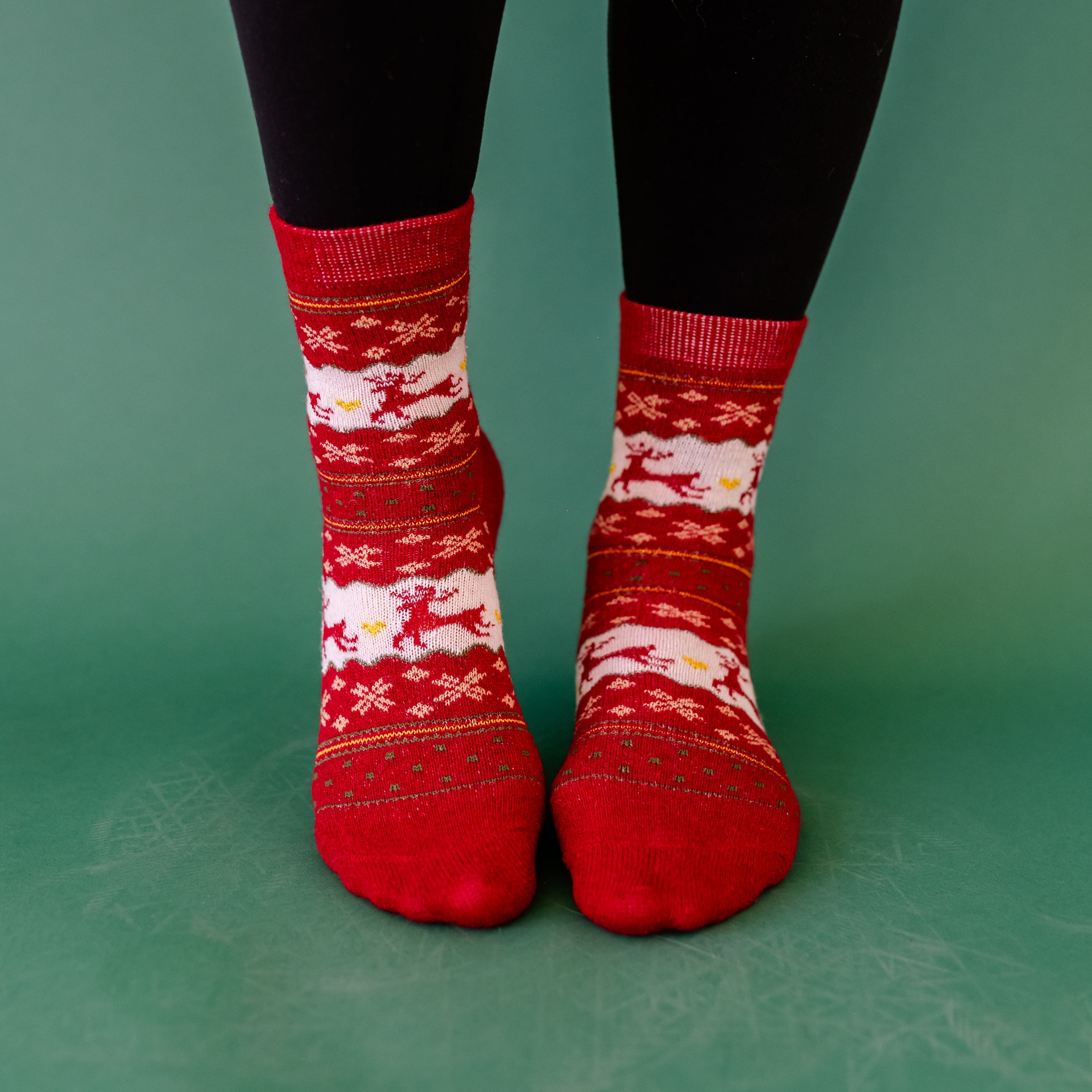 LMSS® CREW SOCKS - Red Reindeer Little Mama Shirt Shop